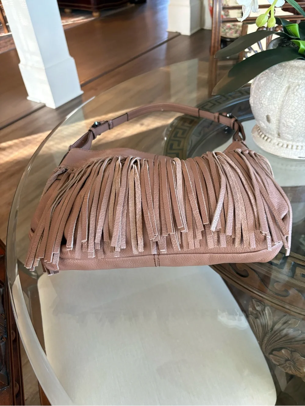 🤍🤍ORYANY JOSIE BLUSH HOBO FRINGE LEATHER SHOULDER BAG!🤍🤍